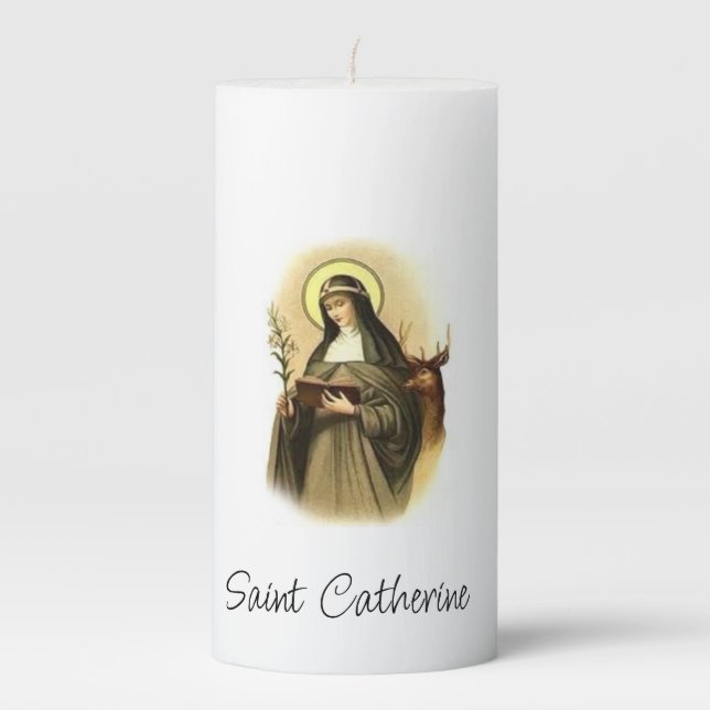 Saint Catherine of Sweden-Saint of Miscarriages Pillar Candle (Front)