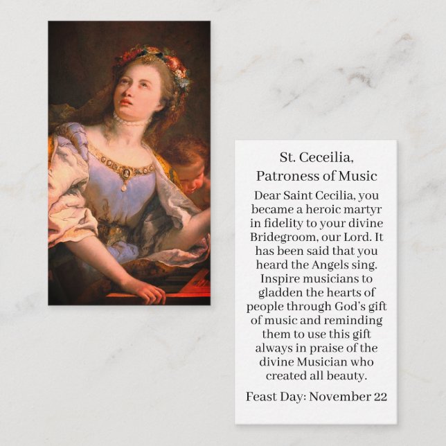 Saint Cecielia Customizable Prayer Card (Front/Back)