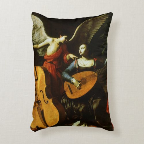 Saint Cecilia and the Angel by Carlo Saraceni Accent Pillow