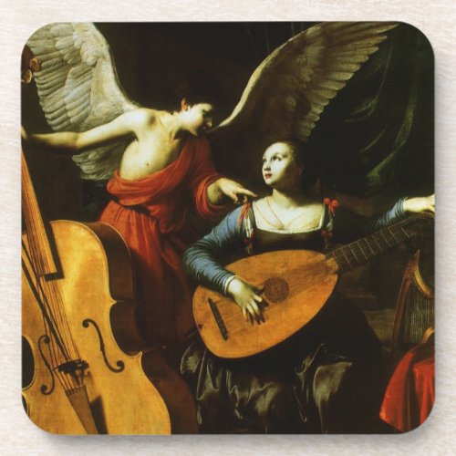 Saint Cecilia and the Angel by Carlo Saraceni Drink Coaster