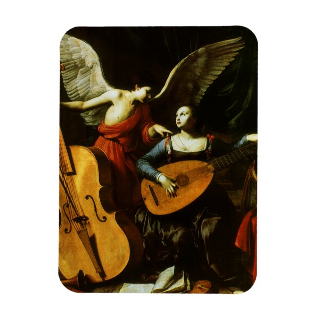 Saint Cecilia and the Angel by Carlo Saraceni Magnet (Vertical)