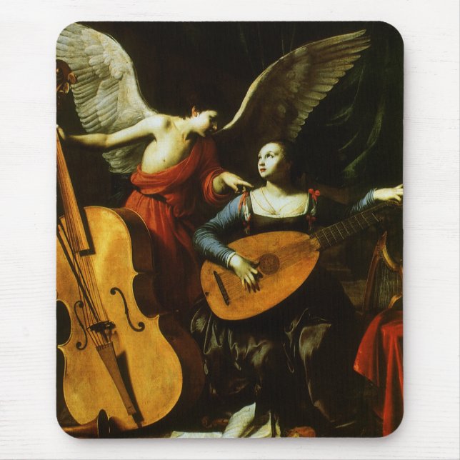 Saint Cecilia and the Angel by Carlo Saraceni Mouse Pad (Front)