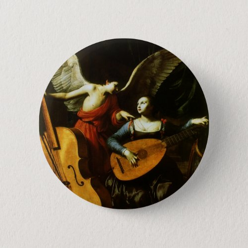 Saint Cecilia and the Angel by Carlo Saraceni Pinback Button