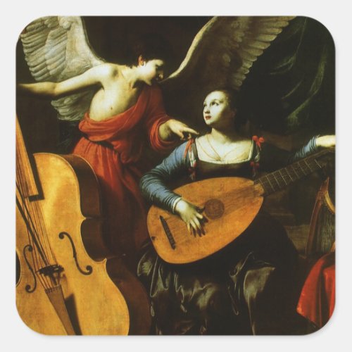 Saint Cecilia and the Angel by Carlo Saraceni Square Sticker