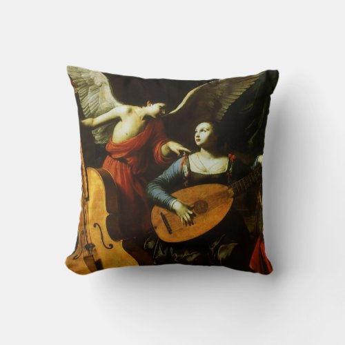 Saint Cecilia and the Angel by Carlo Saraceni Throw Pillow