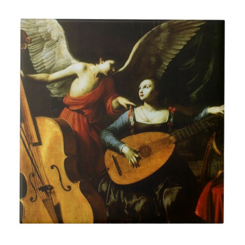 Saint Cecilia and the Angel by Carlo Saraceni Tile