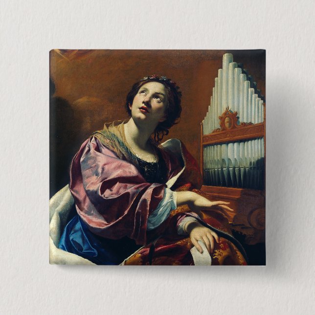 Saint Cecilia by Simon Vouet Button (Front)