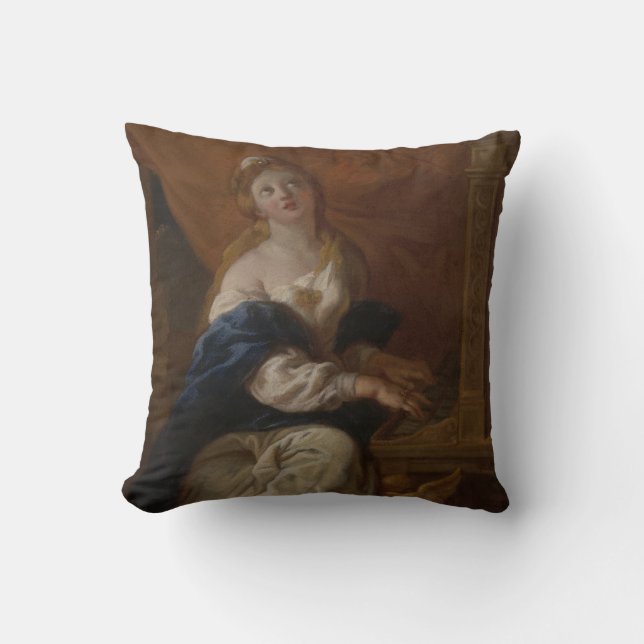 Saint Cecilia | c.1700 (Oil on Paper) Throw Pillow (Front)