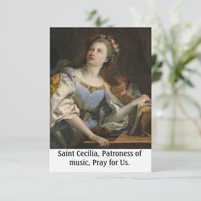 Saint Cecilia Customizable Holy Card (Standing Front)
