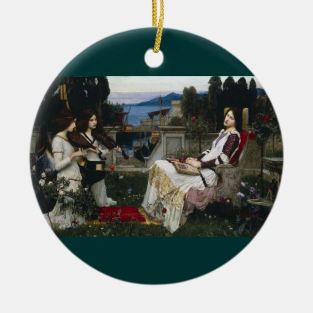 Saint Cecilia in the Garden Ceramic Ornament (Front)