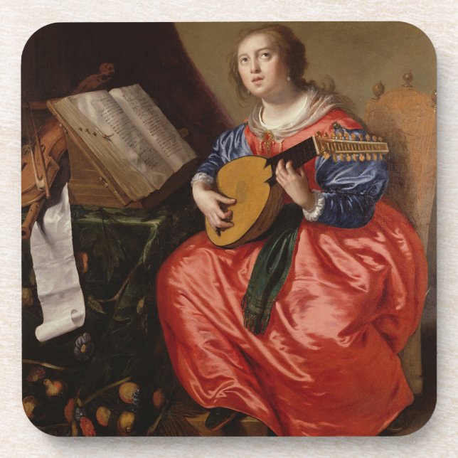 Saint Cecilia (oil on canvas) Beverage Coaster (Front)