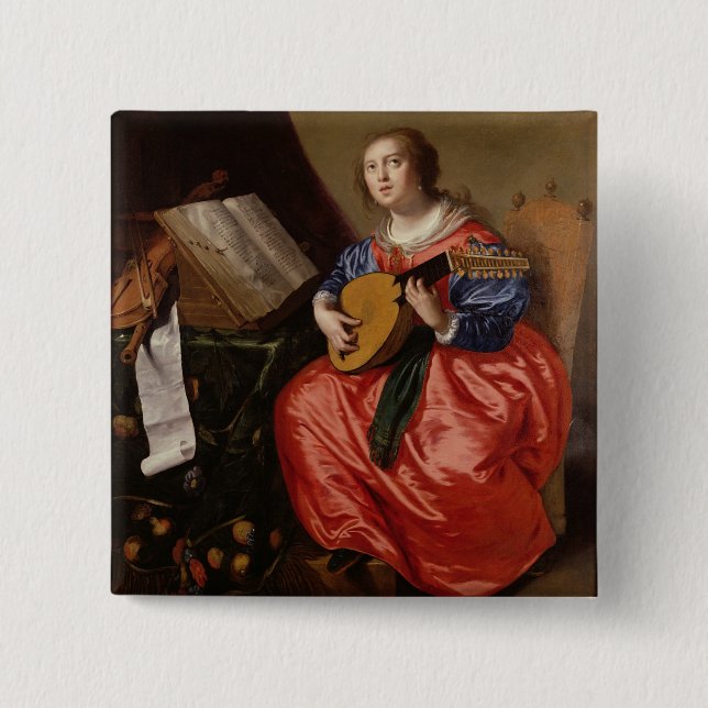 Saint Cecilia (oil on canvas) Pinback Button (Front)