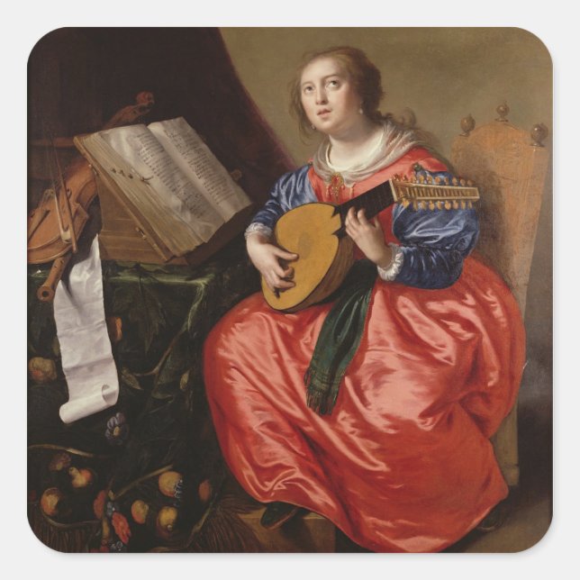 Saint Cecilia (oil on canvas) Square Sticker (Front)