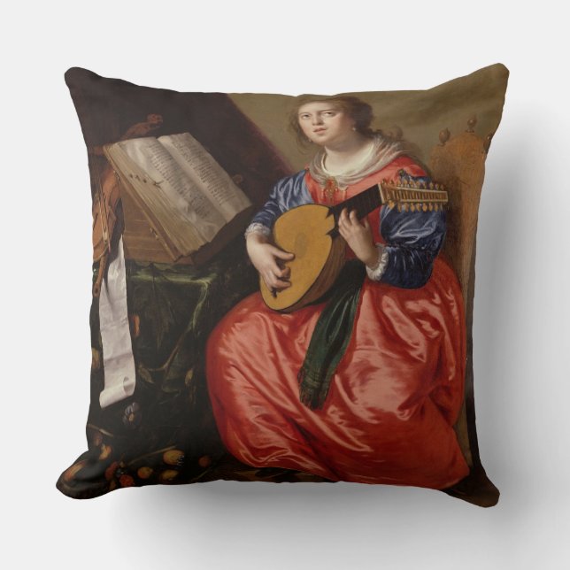 Saint Cecilia (oil on canvas) Throw Pillow (Front)