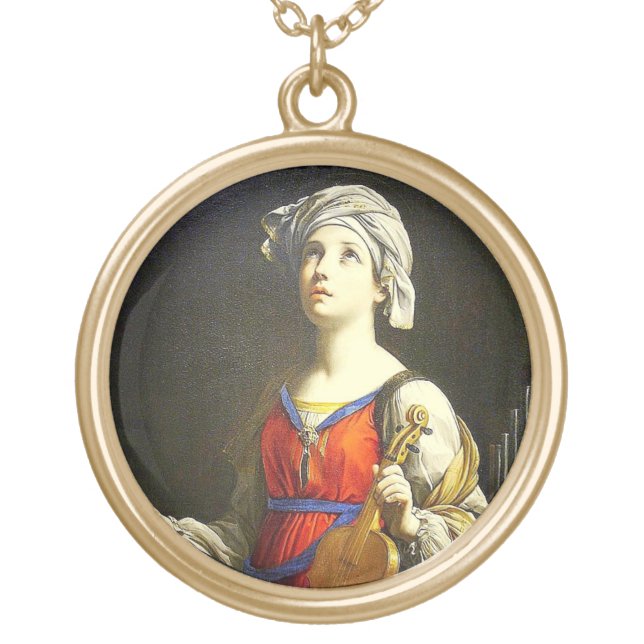Saint Cecilia Patron of Musicians Necklace (Front)