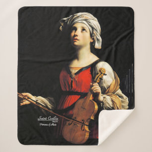 Saint Cecilia Patroness of Music Sherpa Blanket