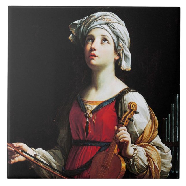 Saint Cecilia (St. Cecilia), Guido Reni Ceramic Tile (Front)