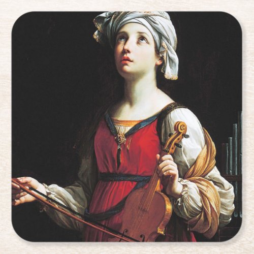 Saint Cecilia St Cecilia Guido Reni Square Paper Coaster