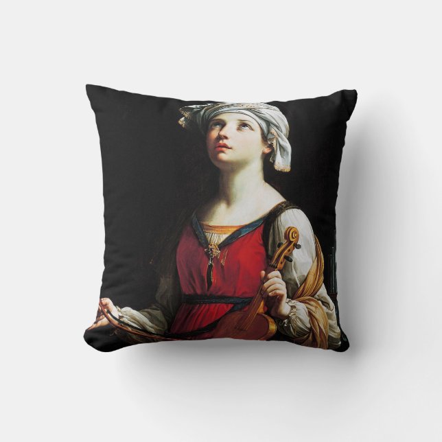 Saint Cecilia (St. Cecilia), Guido Reni Throw Pillow (Front)
