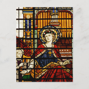 Saint Cecilia Stained Glass Postcard