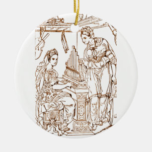 Saint Cecilia with Saint Catherine of Alexandria Ceramic Ornament