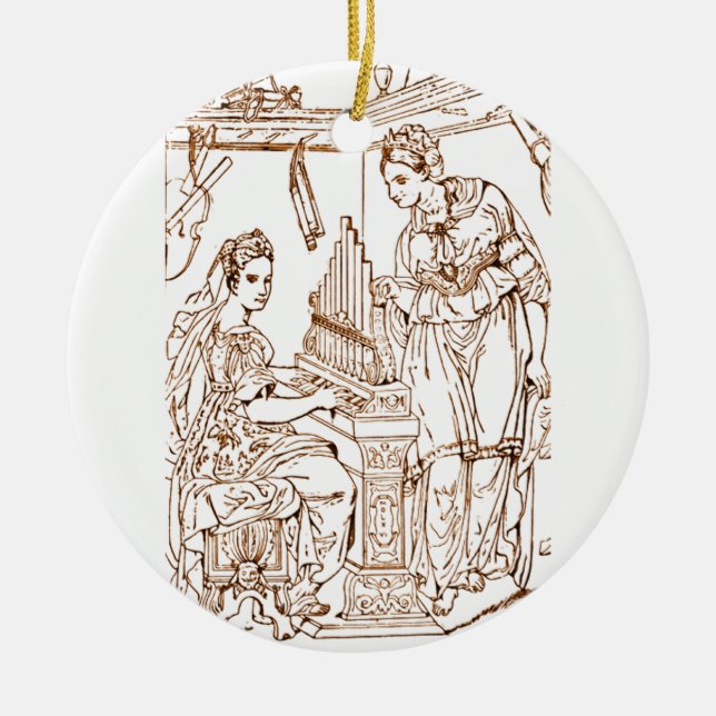 Saint Cecilia with Saint Catherine of Alexandria Ceramic Ornament (Front)