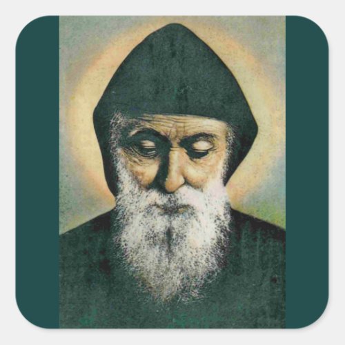 Saint Charbel Portrait Square Sticker