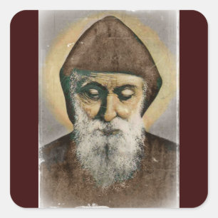 Saint Charbel Portrait Square Sticker