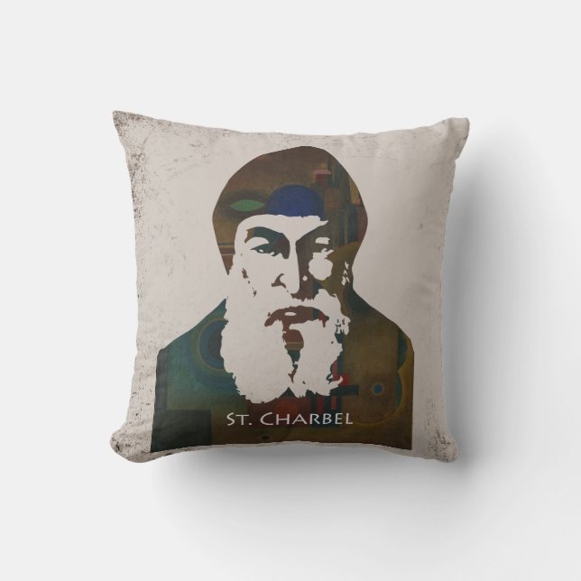 Saint Charbel Throw Pillow (Front)