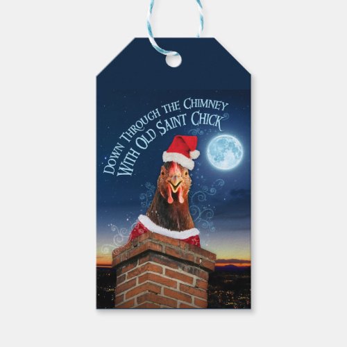 Saint Chick Down Through the Chimney Gift Tag