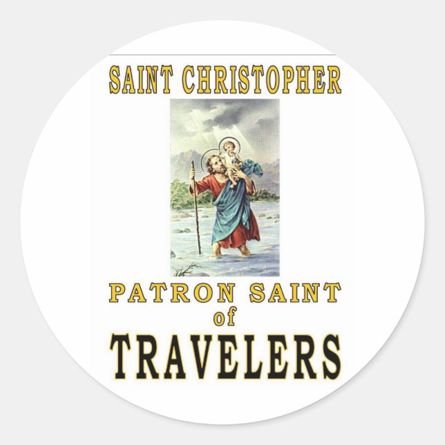 SAINT CHRISTOPHER CLASSIC ROUND STICKER (Front)