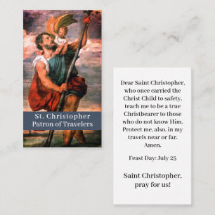 Saint Christopher Customizable Prayer Card