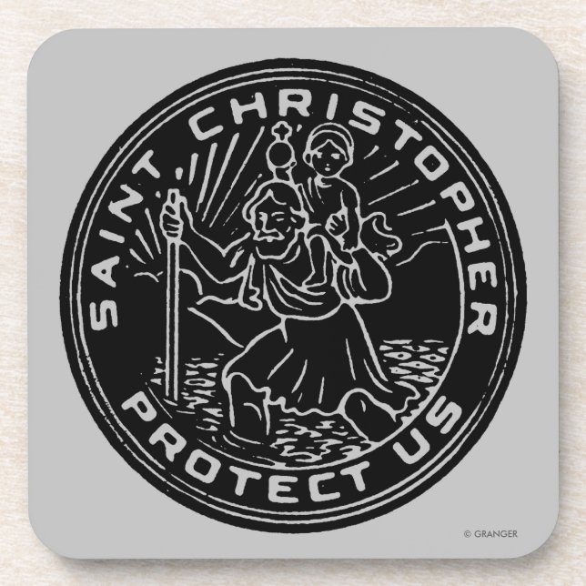 Saint Christopher Medal Drink Coaster (Front)