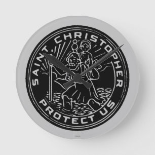 Saint Christopher Medal Round Clock
