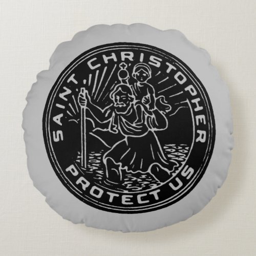 Saint Christopher Medal Round Pillow