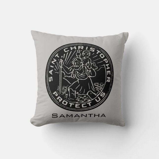 Saint Christopher Medal Throw Pillow (Front)