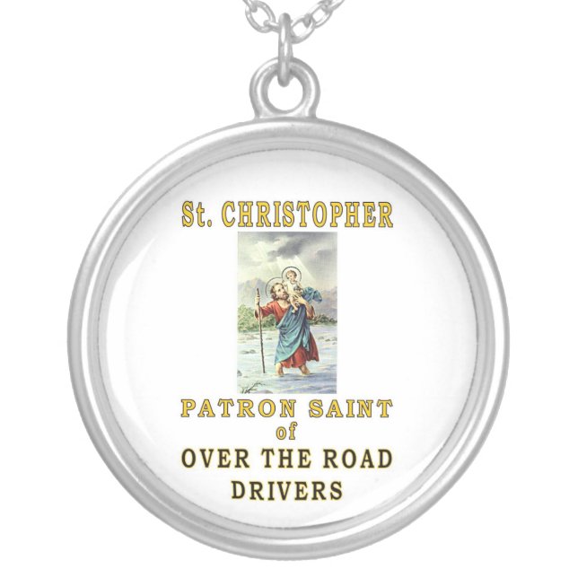 SAINT CHRISTOPHER OTR SILVER PLATED NECKLACE (Front)