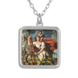 Saint Christopher patron saint travelers Silver Plated Necklace