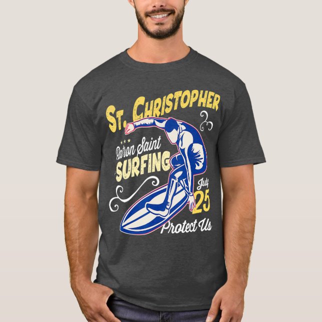 Saint Christopher Surf Patron Saint of Surfing T-Shirt (Front)