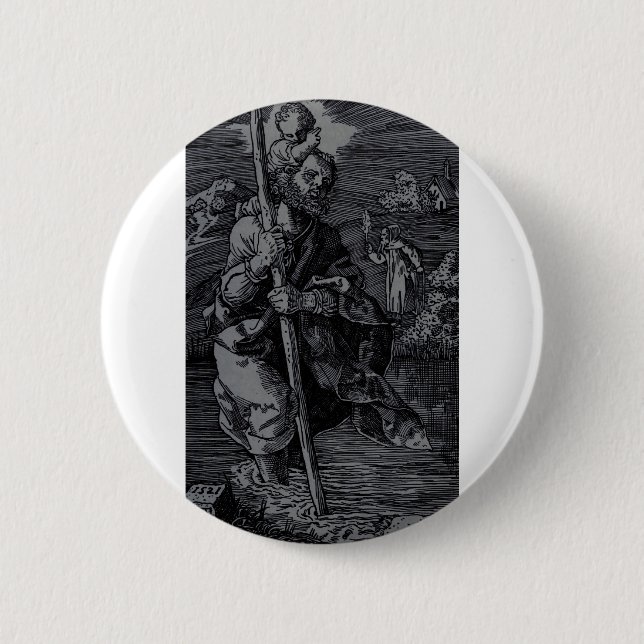 Saint Christopher venerated by Christians  Button (Front)