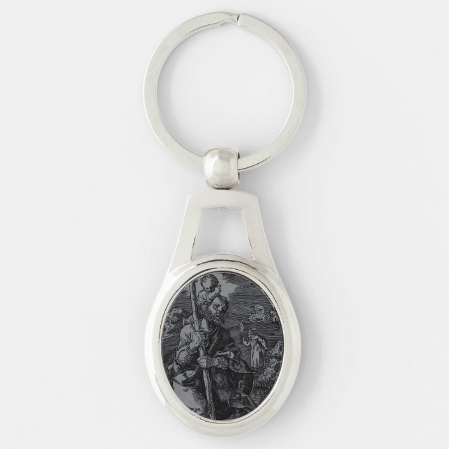 Saint Christopher venerated by Christians  Keychain (Front)