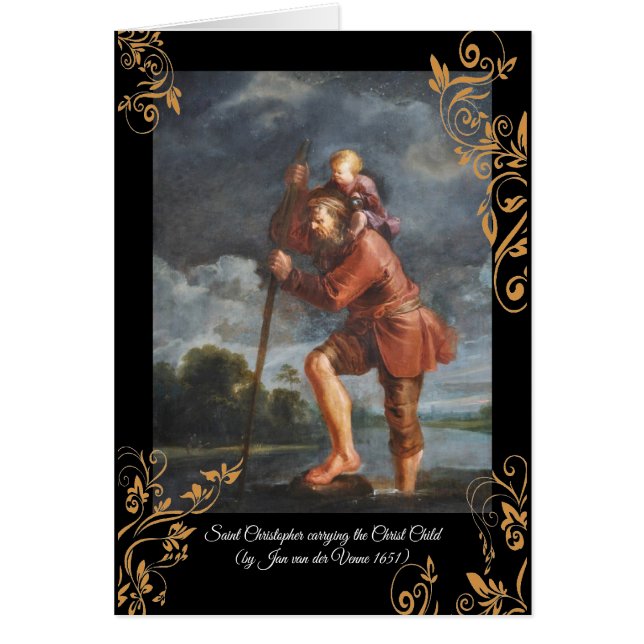 Saint Christopher with infant Christ Cards (Front)