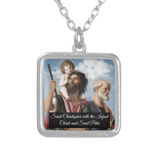 Saint Christopher with the Infant Christ Silver Plated Necklace