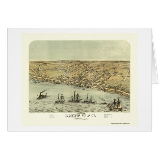 Saint Clair, MI Panoramic Map - 1868 Cards (Front Horizontal)