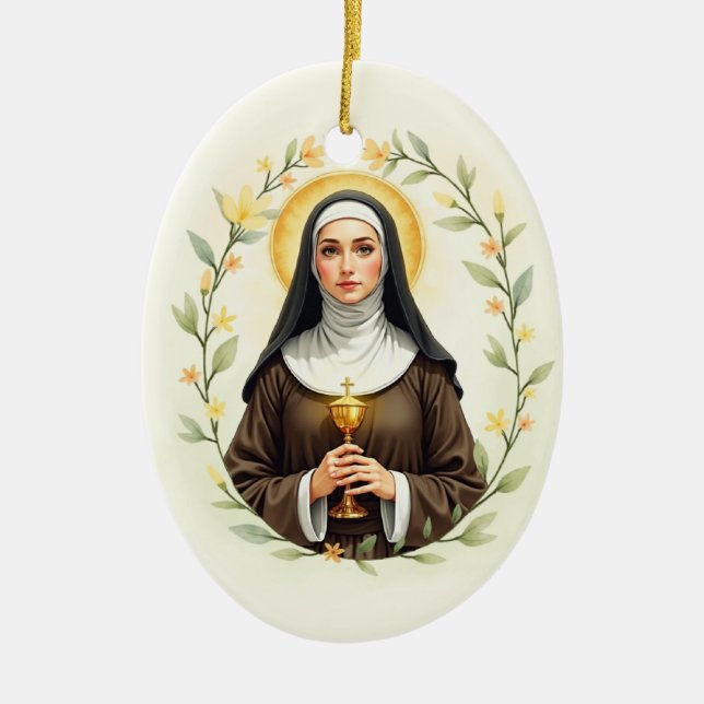 Saint Clare of Assisi God's Peace and Blessings Ceramic Ornament (Front)