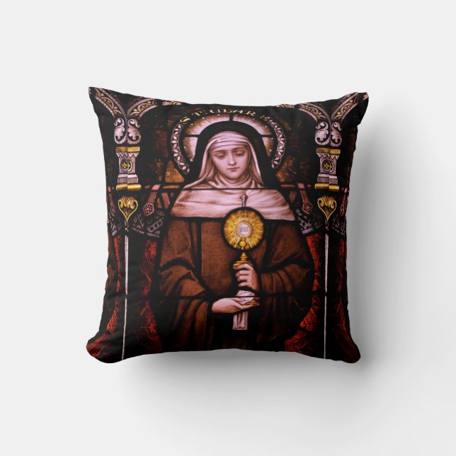 saint clare of assisi throw pillow (Front)