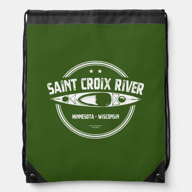 Saint Croix River Minnesota Wisconsin Kayaking Drawstring Bag (Front)