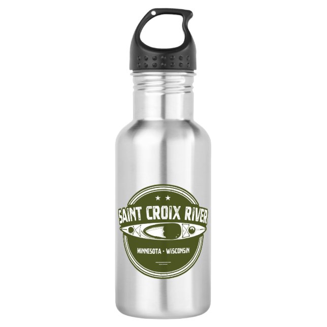 Saint Croix River Minnesota Wisconsin Kayaking Stainless Steel Water Bottle (Front)