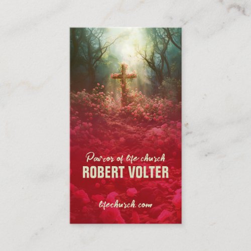 Saint Cross In Dark Forest Pink Gradient Business Card