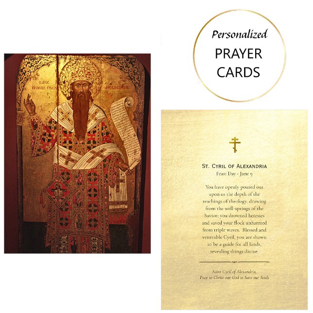 Saint Cyril of Alexandria Orthodox Prayer Card (Creator Uploaded)